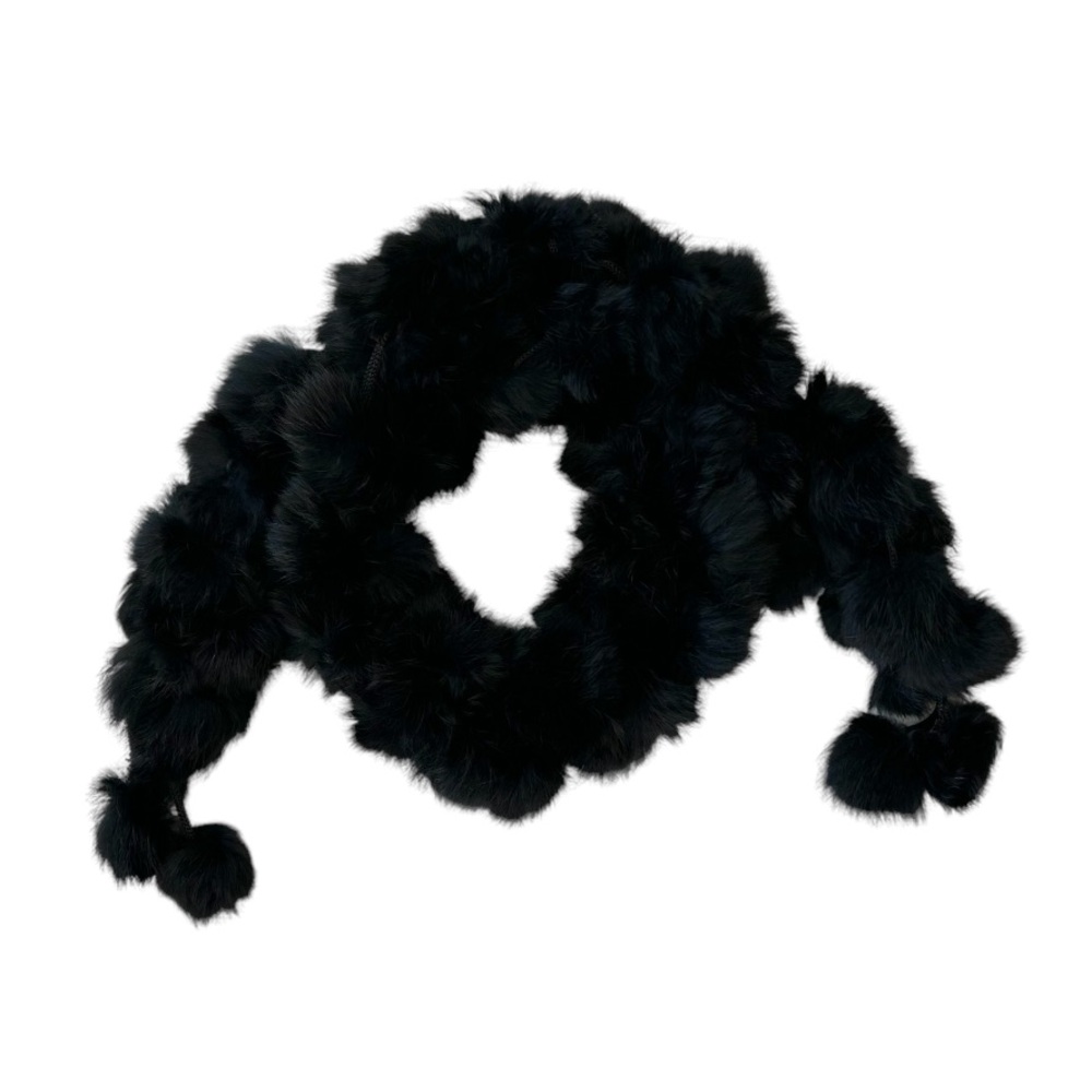 Natural Warm Rabbit Fur Soft Row Real Rabbit Fur
Scarf in Black